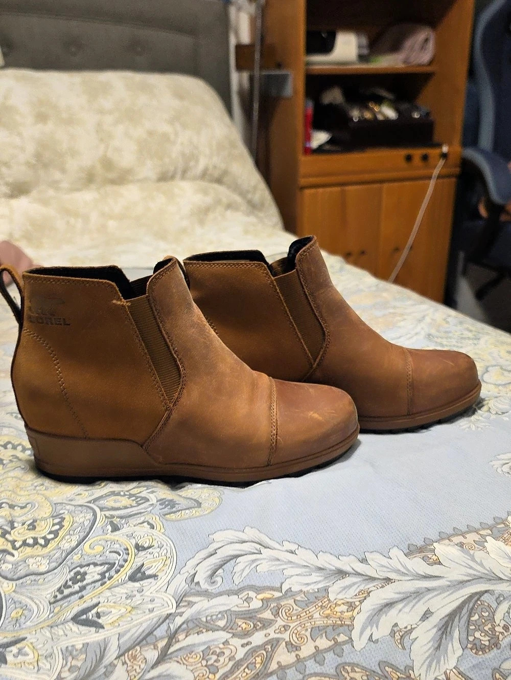 Sorel Joan Uptown Leather Ankle Boots US 8 Brown